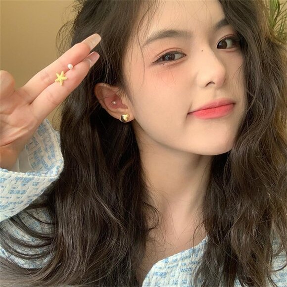 4pcs Ocean Sea Theme Starfish Shell Pearl Conch Earrings Set in Hypoallergenic S - Picture 2 of 6